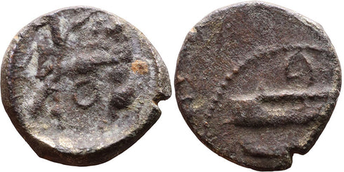 Ancient Phoenician coin from Sidon - Persian King and Galley - 4th Century BC